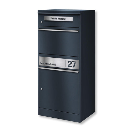 Metzler Bispo 2 Standbriefkasten Paketbox. Anthrazitgrau, rechteckig. Zur Aufnahme von Briefen und Paketen.