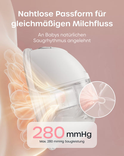 Nuliie S32 Elektrische Milchpumpe, freihändig, 4 Modi, 9 Stufen, Rosa