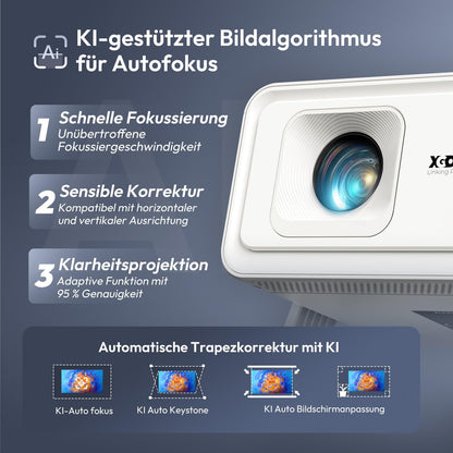 Xgody A1 Smart Beamer 720P Projektor mit WiFi 6 & Bluetooth 5.4