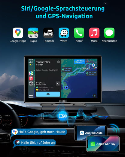 ESSGOO 9 Zoll IPS Carplay Display - Apple CarPlay & Android Auto