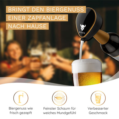 BISON Biersonikator – Ultraschall-Flaschenaufsatz für Bier