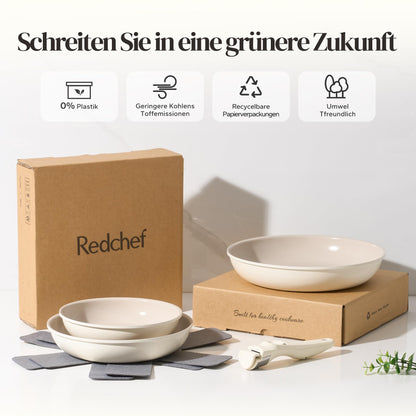 Redchef Pfannenset 6-teilig – keramik antihaft induktion beige