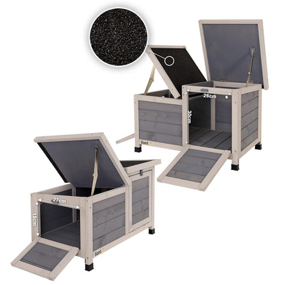 lionto Kaninchenstall Holz Hasenstall - 70x43x45 cm 2 Eingänge