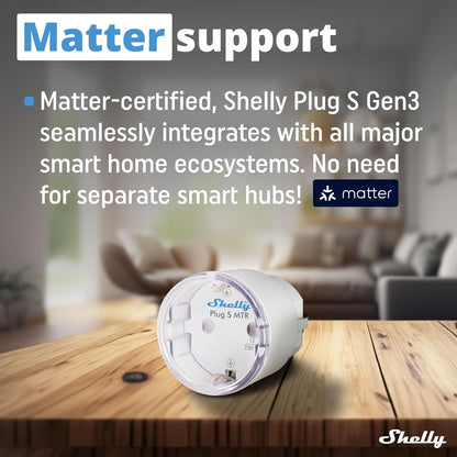Shelly Plug S MTR Gen3 Smart Plug Matter Weiss - 4er Pack