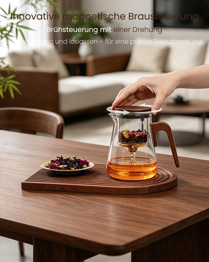 ZENS Magic Teekanne aus Glas mit Sieb und Magnetdeckel, 800 ml
