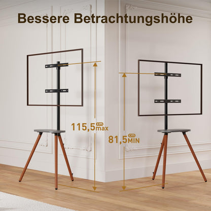 ECOTINY TV Staffelei 43-65 Zoll - Schwarzes Walnussholz