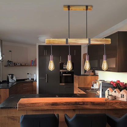 GBLY Vintage Pendelleuchte Holz Esstischlampe - 80cm Holzbalken