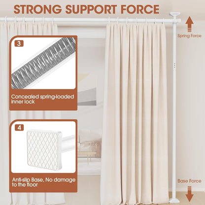 WELDUN Raumteiler Paravent Gestell Gardinenstangen - Weiss, verstellbar