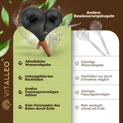 VITALLEO Bewässerungskugeln XL 400 ml, 6er-Set, schwarz