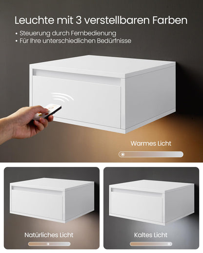 VASAGLE Nachttisch hängend 2er Set – Wolkenweiss LET854W01