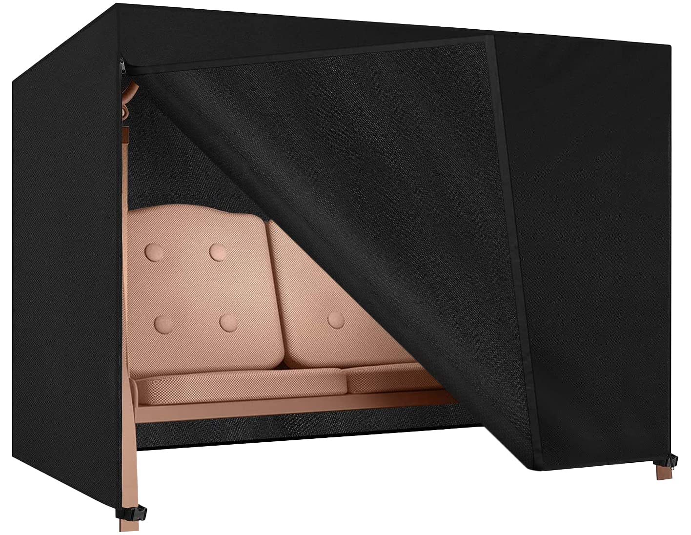 Dokon Hollywoodschaukel Abdeckung 4 Sitzer Schutzhülle - Schwarz. Rechteckige, schwarze Abdeckung schützt 4-Sitzer Hollywoodschaukel vor Witterung.