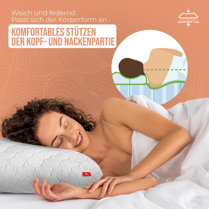 Softimi Kopfkissen 50x90 cm im 2er Set, antiallergisch, einstellbar
