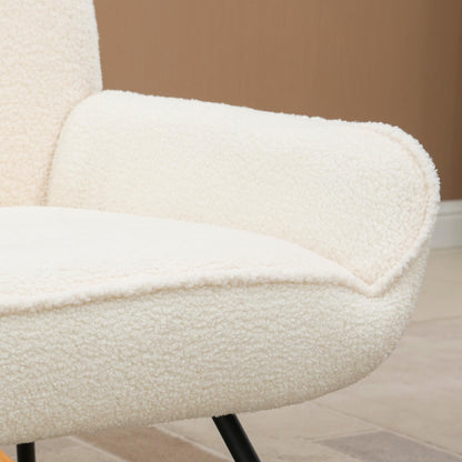 HOMCOM Schaukelstuhl Relaxsessel – Sherpa-Vlies Cremeweiss