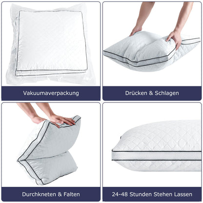 Slybear Kopfkissen 80x80 cm 2er Set, orthopädisches Seitenschläferkissen mit Premium Füllung, Atmungsaktives Nackenkissen, Schlaf-,Sitz-,Bett-,Sofa-Kissen für Allergiker weich und stützend waschbar