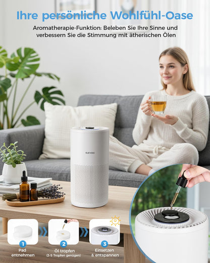 Slevoo BS-20 Luftreiniger mit H13 HEPA Filter für Räume bis 102 m²