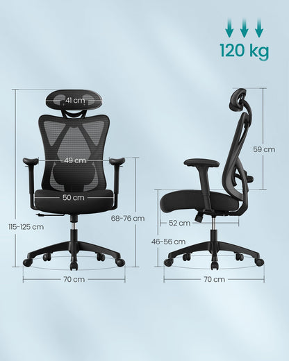 SONGMICS OBN063B01 Ergonomischer Mesh Bürostuhl - Tintenschwarz