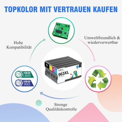 Topkolor 963XL Druckerpatronen Set für HP – Schwarz, Cyan, Magenta, Gelb