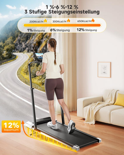 Toputure TP2 Laufband klappbar, 6-in-1 Walking Pad mit 12 % Steigung