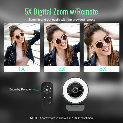 Angetube 60FPS 1080P Webcam mit Ringlicht - Full HD PC Kamera