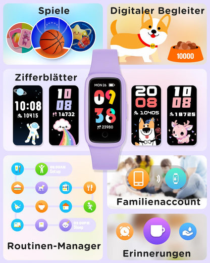 BIGGERFIVE Vigor 3 Fitnessuhr für Kinder, AMOLED, 3ATM, Lila