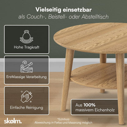skølm Mjölnir Couchtisch rund – Eiche Massivholz naturgeölt Ø70cm