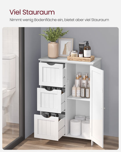 VASAGLE Badezimmerschrank schmal mit 3 Schubladen, vintagebraun
