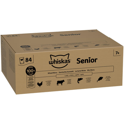 Whiskas Senior 7+ Katzennassfutter Gemischte Auswahl in Gelee 84x85g