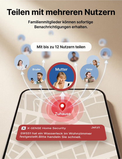 X-Sense Smart Wassermelder SWS55, WLAN Wassersensor mit 110 dB Alarm