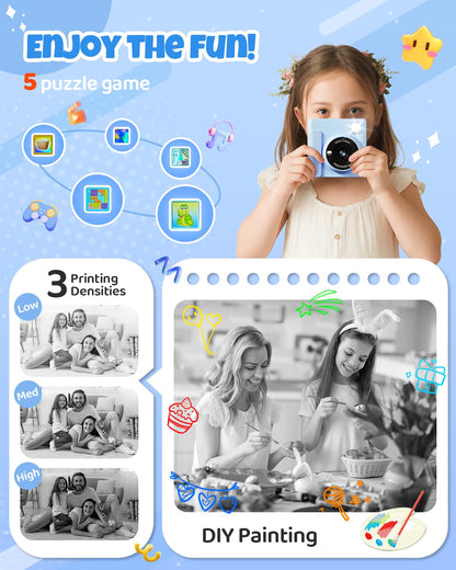 TIATUA Kinderkamera Sofortbildkamera X2 mit 32GB Karte, blau