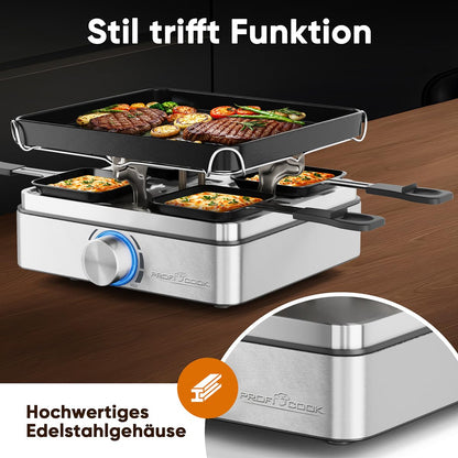 ProfiCook Raclette-Grill PC RG 1301 für 4 Personen mit Wendegussplatte