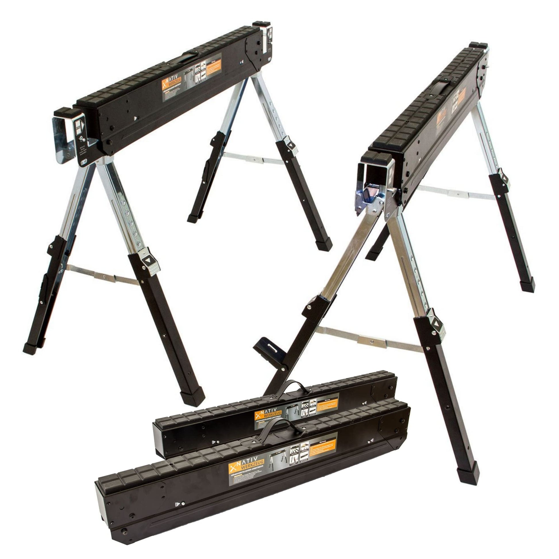 LEMODO Arbeitsbock höhenverstellbar Klappbock 2er Set 580kg. Stützpunkt für Arbeitsplatten und Werkstücke bis 580kg.