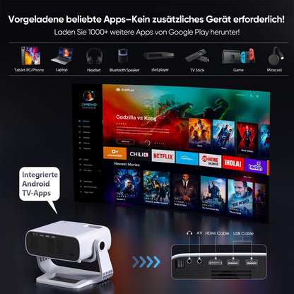 Wielio 2025 Full HD Beamer – Android 11 20000lm schwenkbar