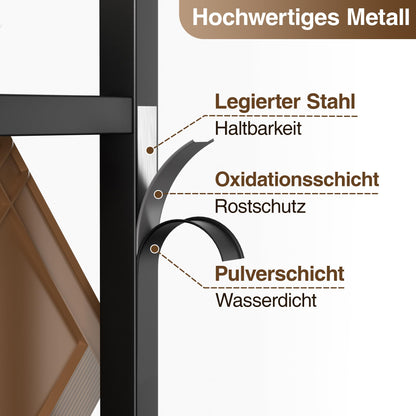 pickpiff Getränkekistenregal Metall mit Holzablage, 2 Ebenen, schwarz
