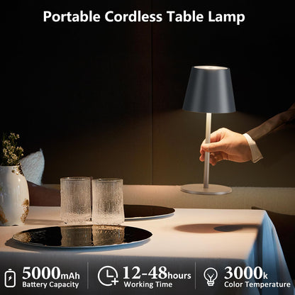 lundwa LED Akku Tischleuchte HT019 dimmbar kabellos 2er-Set Anthrazit