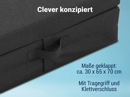 Betten-ABC Faltmatratze anthrazit, 3-teilige Klappmatratze für Gäste