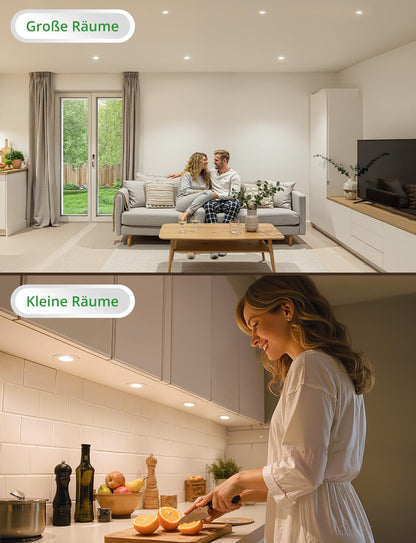 HOMEOW LED Einbaustrahler 230V dimmbar, IP44, ultraflach, 10er Set