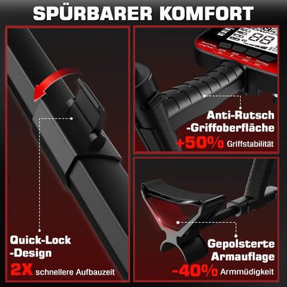DR.ÖTEK Metalldetektor Profi Set 6 Modi Wasserdicht - Rot