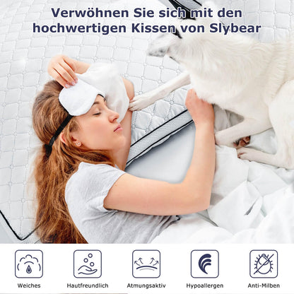 Slybear Kopfkissen 80x80 cm 2er Set, orthopädisches Seitenschläferkissen mit Premium Füllung, Atmungsaktives Nackenkissen, Schlaf-,Sitz-,Bett-,Sofa-Kissen für Allergiker weich und stützend waschbar