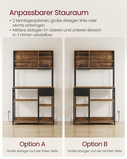 VASAGLE Küchenregal mit Steckdosen, Standregal, KKS027K02