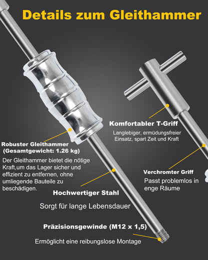 XSTARYE Innenlager Abzieher Set mit Gleithammer, 8 Spannzangen 8–32 mm