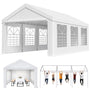Homall Partyzelt 3x6 m Gartenpavillon weiss mit PE-Plane und PVC-Fenstern