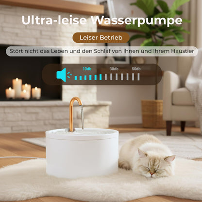 MISFANS Katzenbrunnen Keramik 2.1L, Trinkbrunnen mit Filter, weiss
