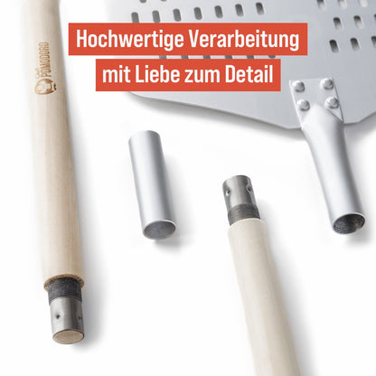 Chef Pomodoro Pizzaschieber perforiert, Aluminium mit Holzgriff