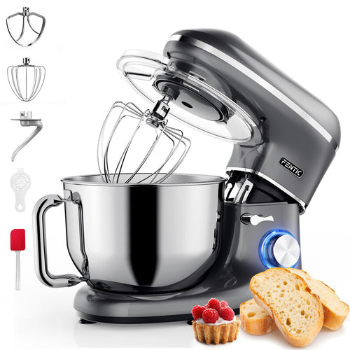 Fentic Küchenmaschine 2000W, 6.2L Edelstahl Rührschüssel - Anthrazit. Zum Kneten, Rühren und Schlagen von Teigen.