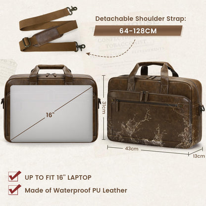 RAINSMORE Aktentasche Herren Laptoptasche 16 Zoll Vintage PU-Leder