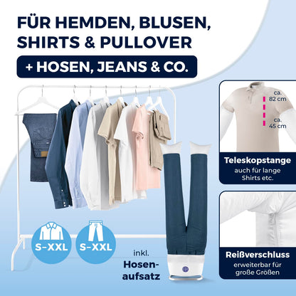 CLEANmaxx Hemdenbügler Bügelautomat – Dampf & Hosenaufsatz