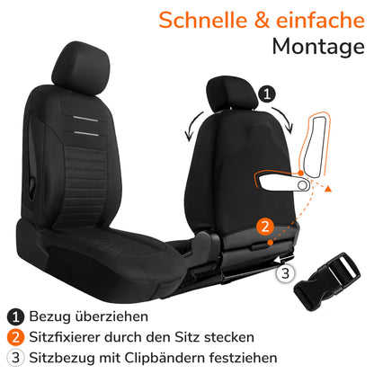 Upgrade4cars Autositzbezüge Vordersitze Schwarz Universal 4-teilig