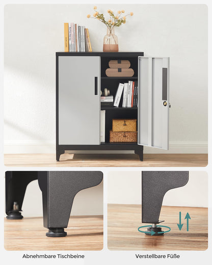 SONGMICS Aktenschrank OMC013S01 – Stahlschrank Silbern-Mattschwarz