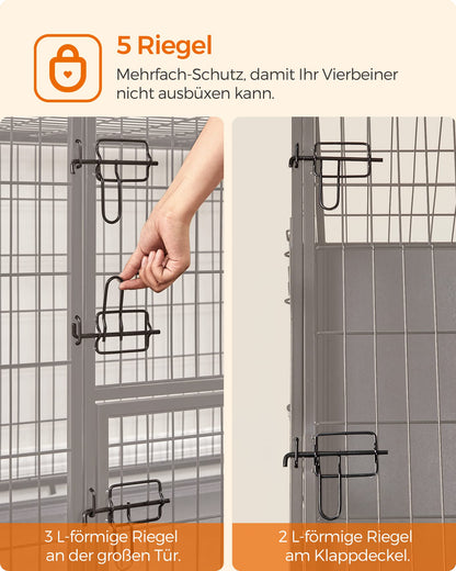 Feandrea Haustierkäfig Gitterbox XL, 107 x 70 x 75 cm, tintenschwarz