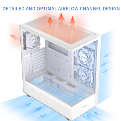 MUSETEX K2 ATX Mid-Tower PC Gehäuse - Weiss Non-LED